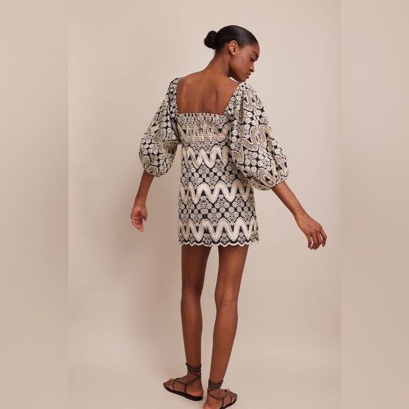 NWT Cara Cara Montauk B&W Scallop Eyelet Mini Dress Large - Picture 2 of 8